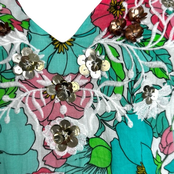 Boston Proper Bouquet Of Summer Embellished Peasant Dress feminine romantic S - Picture 8 of 13